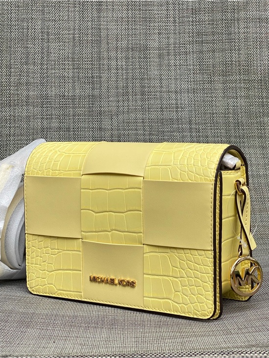 Michael Kors Handbags - NWT Michael Kors Mercer BUTTERCUP Croc-Embossed Leather Crossbody Bag